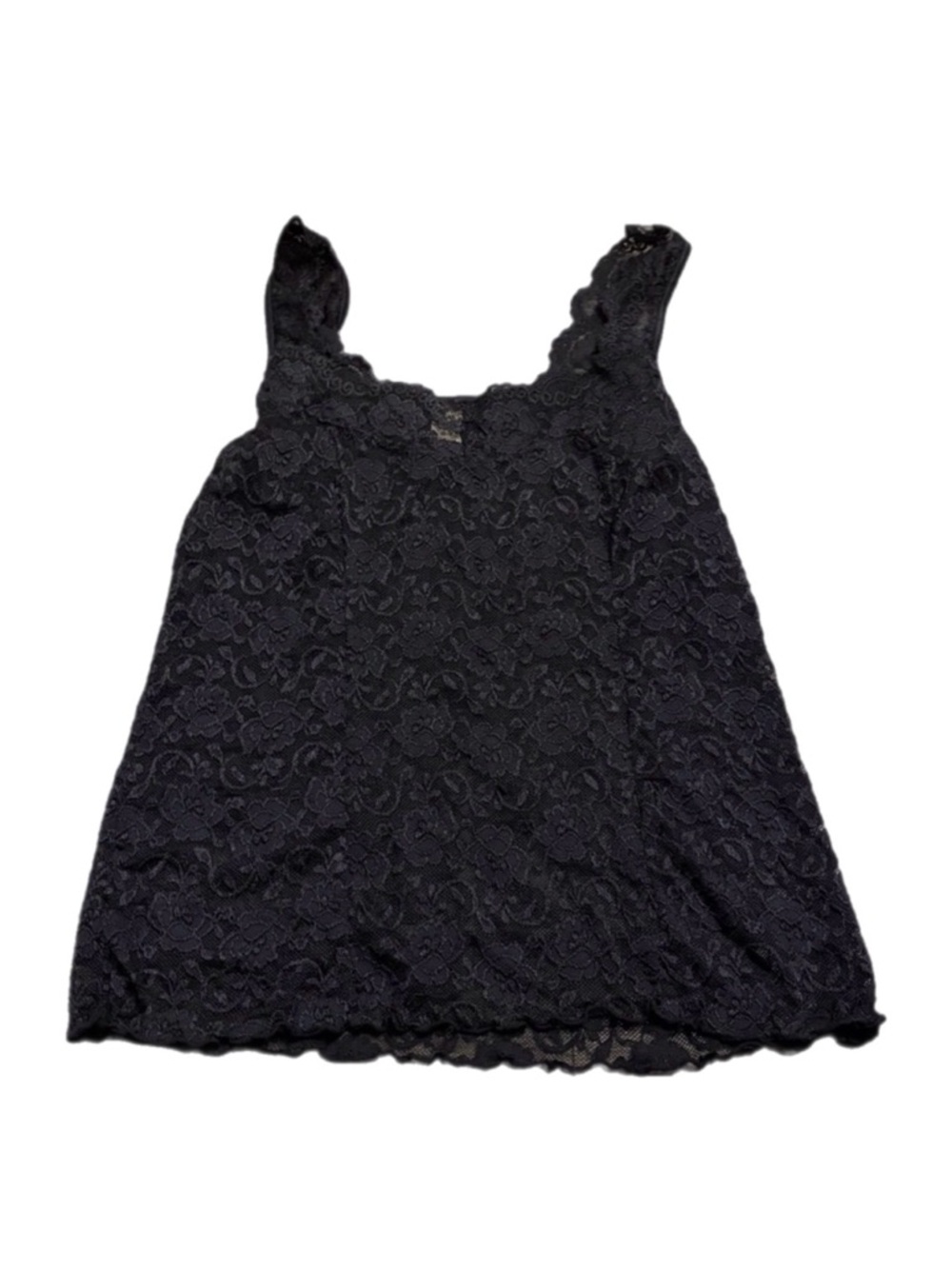 90s Italian Vintage Gina Benotti Floral Lace Cami Top (Black) Size S/M